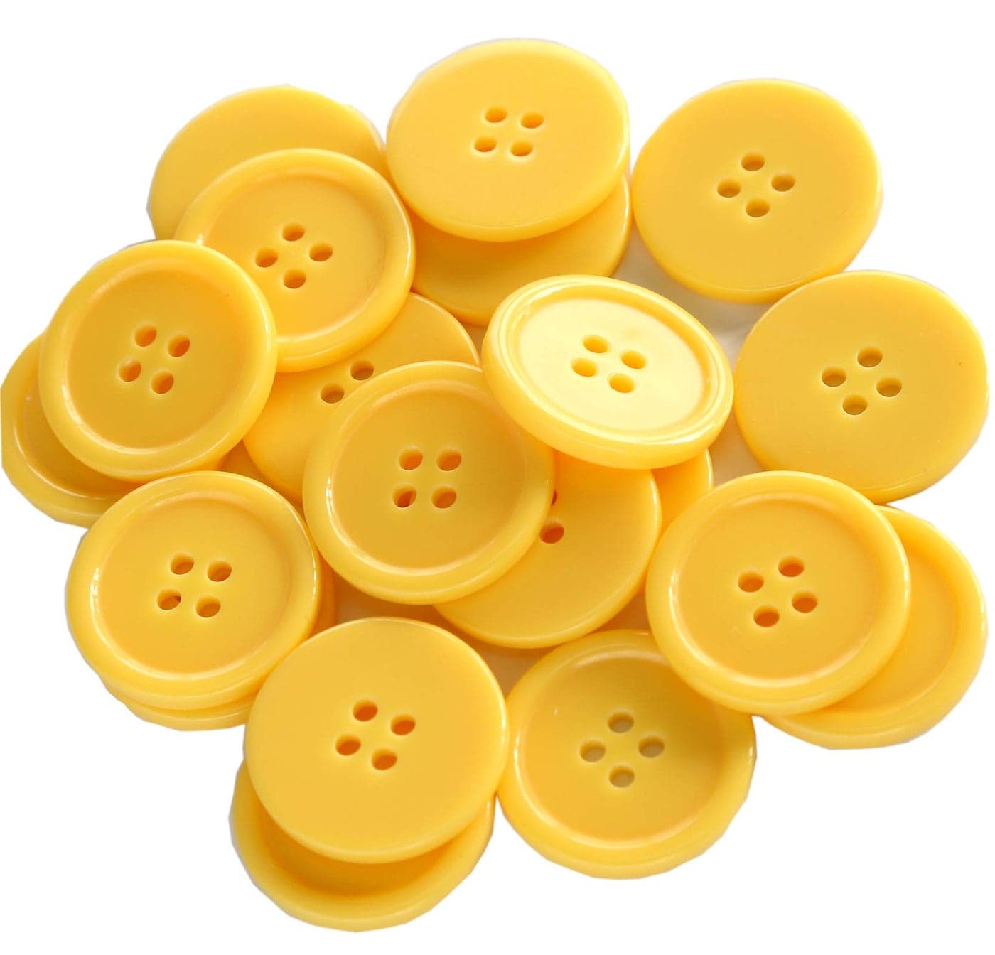 GANSSIA 1 Inch (25mm) Yellow Buttons Sewing Flatback Button for Sewing or DIY Crafts Pack of 50