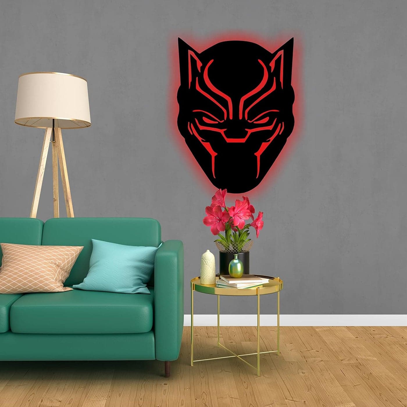 Litup_store Black Panther Backlit LED Logo Superhero Superhero Lovers Kids Room Decoration Room Decorative DC Fans Marvel Fans Home Wall Decor MultiColoured 12x12 Inch