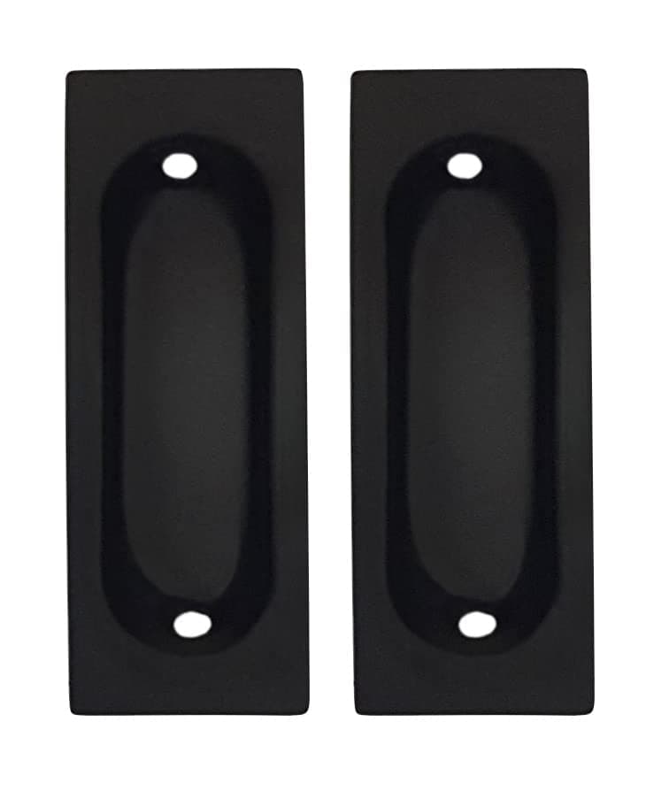 QCAA Solid Brass Rectangular Flush Pull, 3”x1-1/8”x3/8", Matte Black, 2 Pack