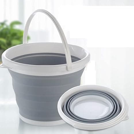 JAMBUVANTI 10L Silicone Bucket Portable Space Saving Large Water Bucket with Carry Handle for Water Camping Fishing Travelling Household Multicolor