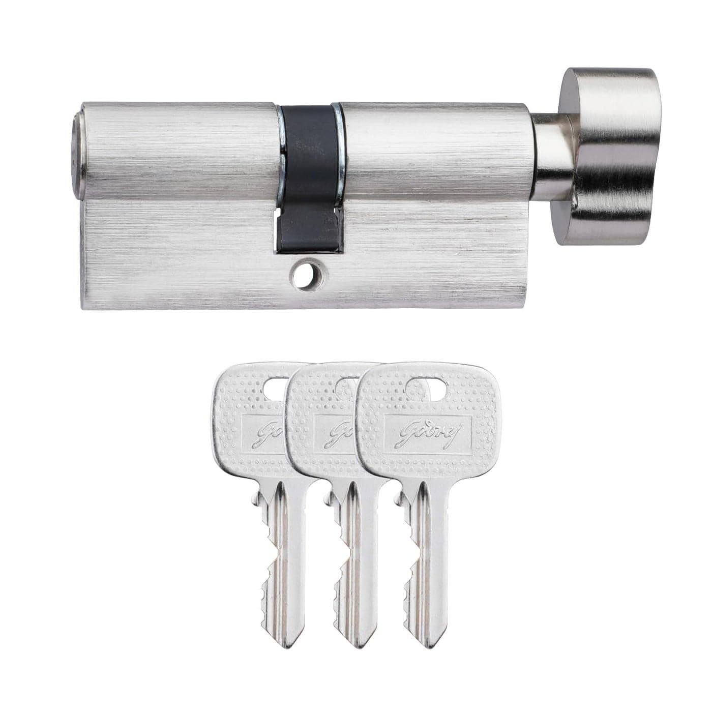 Godrej Cylinder Eco Pin Cylinder 1CK 70mm Satin Steel Finish Door Thickness Upto 50mm 3 Keys