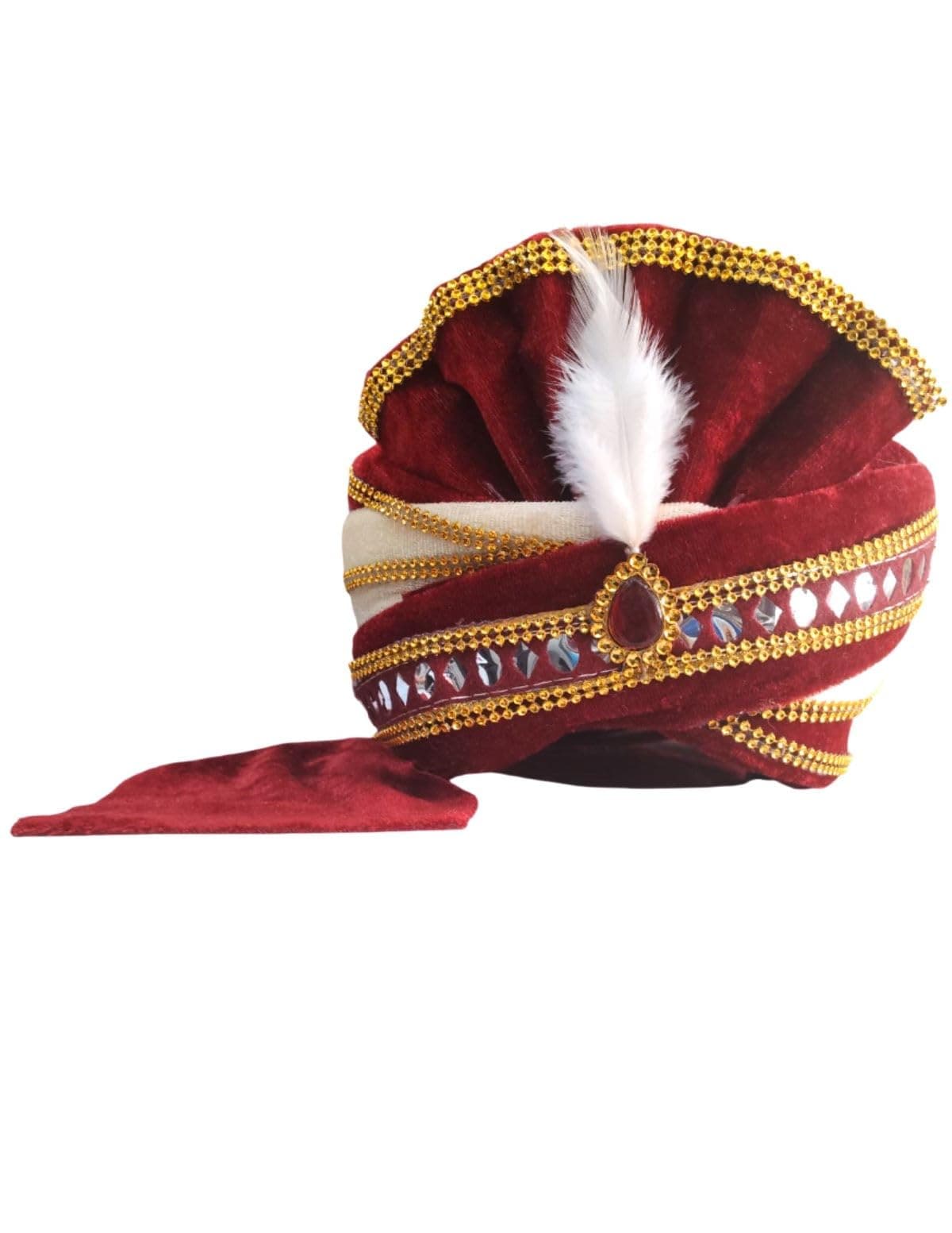 BookMyCostume Synthetic Maroon Indian Dulha Pagdi Indian Wedding Turban For Kids 2-10 Years