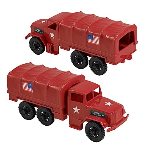 TimMee Military Cargo Trucks 2 Red Plastic Army Men Deuce a Half Vehicles