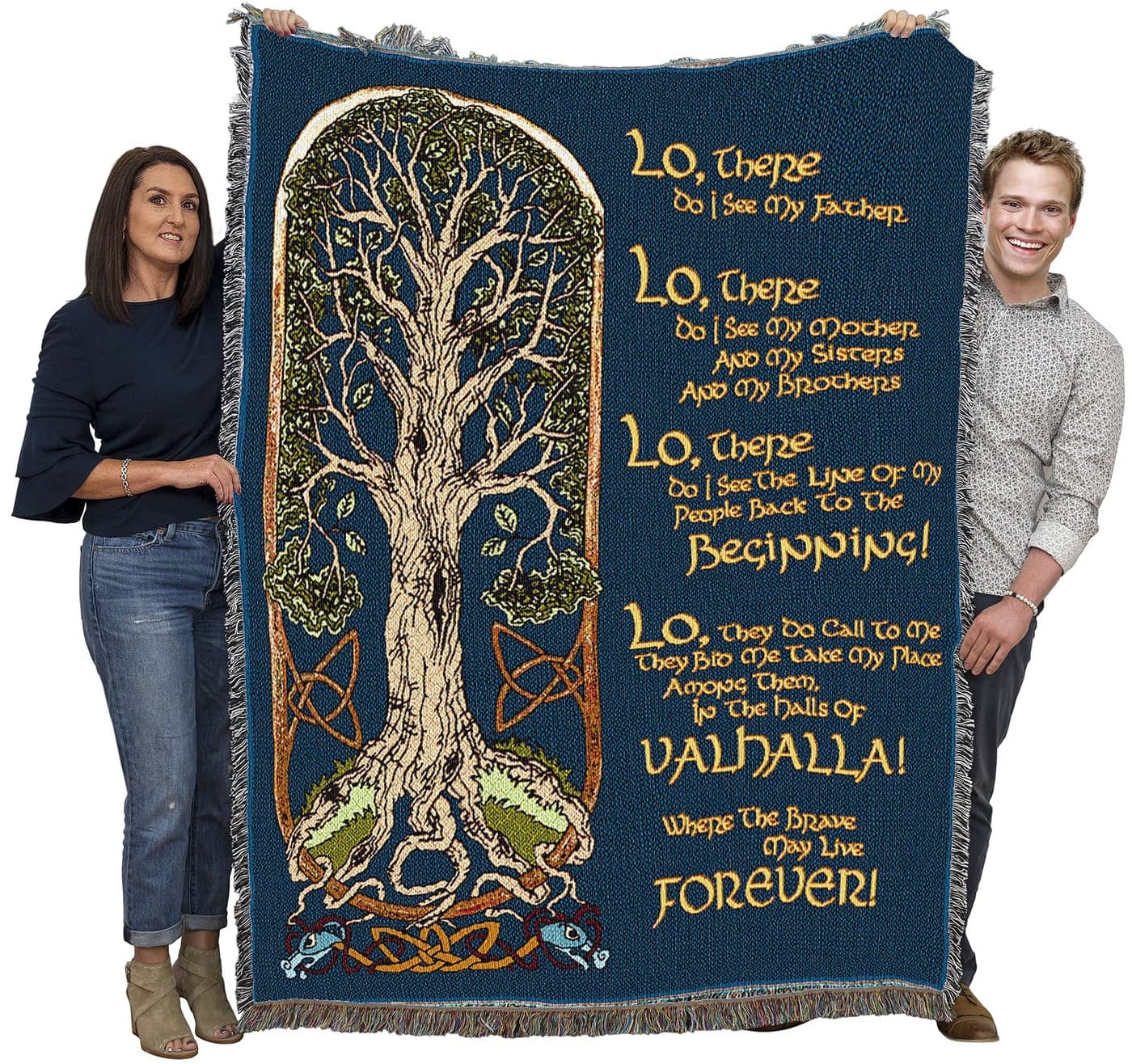 Pure Country Weavers The Viking Prayer Blanket Tree of Life Norse Gift Tapestry Throw Woven from Cotton Made in The USA 72x54