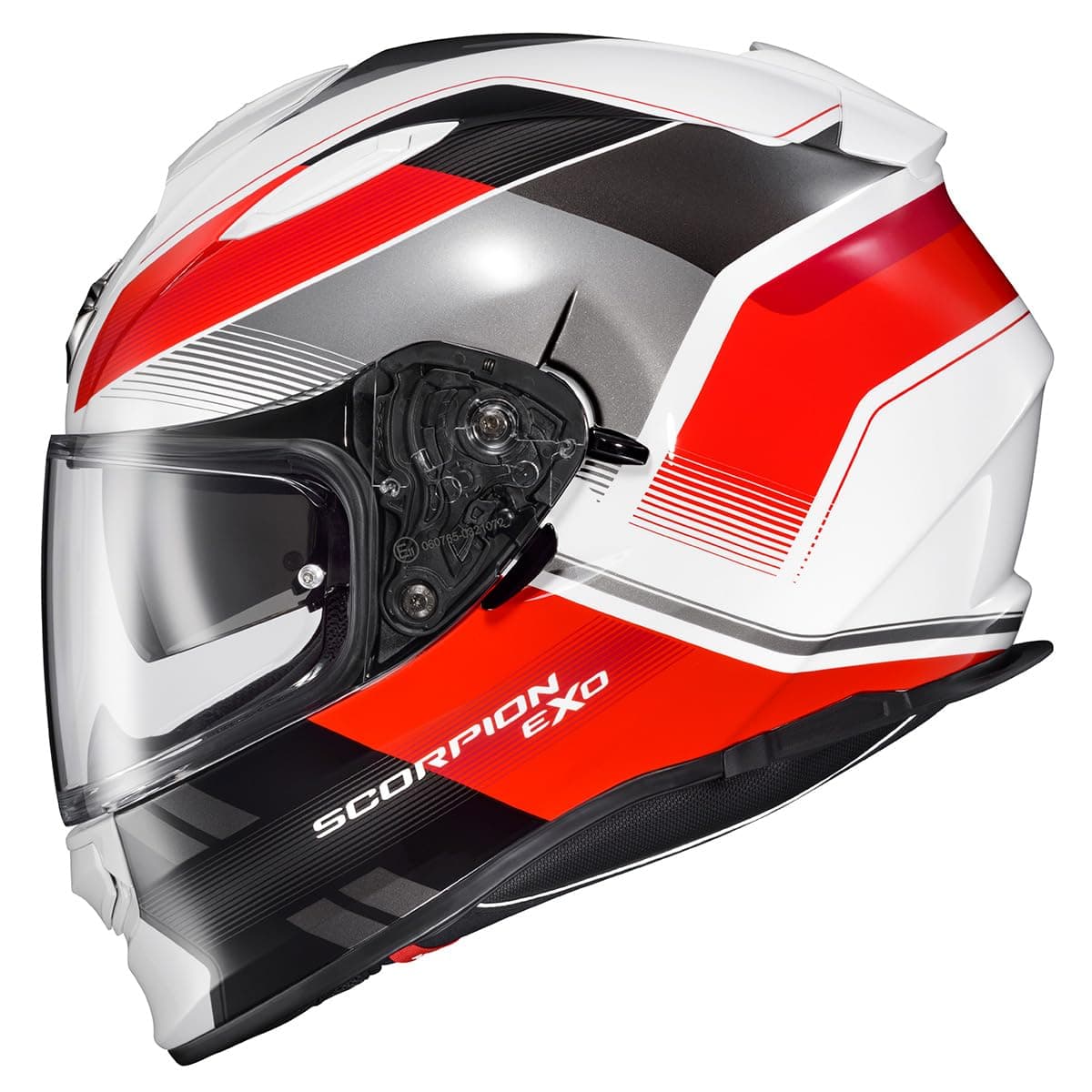 ScorpionEXO Ryzer Full Face Motorcycle Helmet with Pinlock Ready Shield with Integrated Speaker Pockets DOT ECE Approved Edge Red Medium