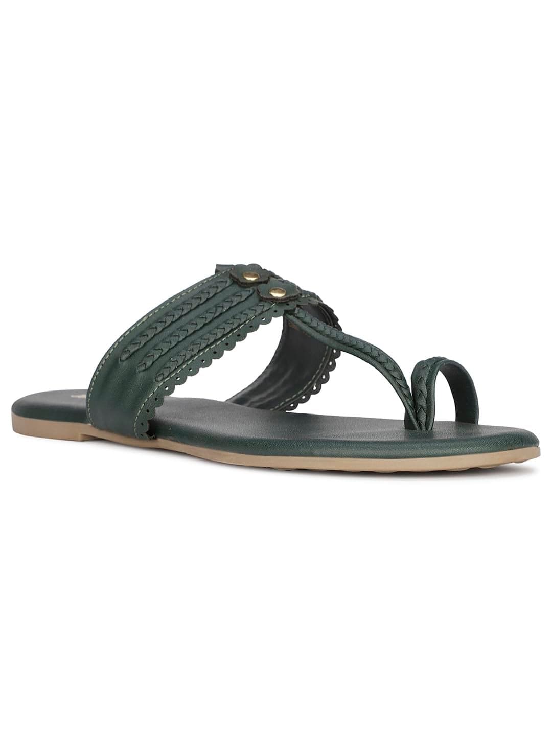 Bata Women's Slip-on Sandal - Olive (4 UK) (5717683)