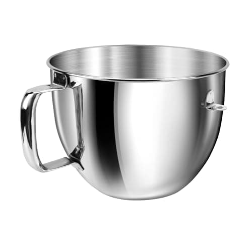 6QT Stainless Steel Mixer Bowl with Handle Compatible with KitchenAid Bowl Lift Stand Mixers KD2661 KL26M KP26M1 KP26M8 KP26N9 KV25G KV25M Food Grade Mixing Bowl for 6QT Kitchen Aid Lift Mixers