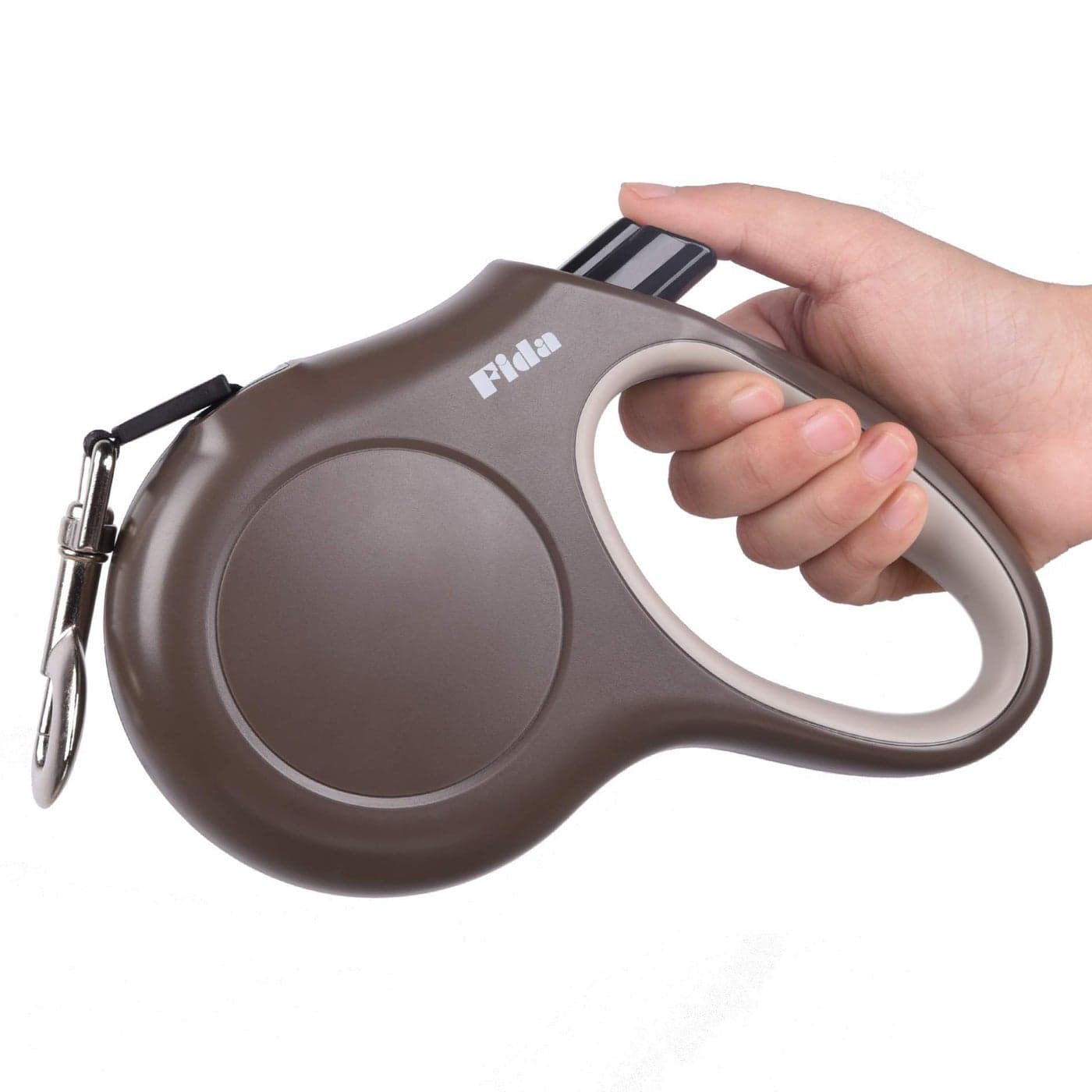 Fida Retractable Dog Leash 16ft Heavy Duty Pet Walking Leash for XSmallSmallMediumLarge Dog or Cat up to 110 lbs Tangle Free OneHand Brake Large Coffee