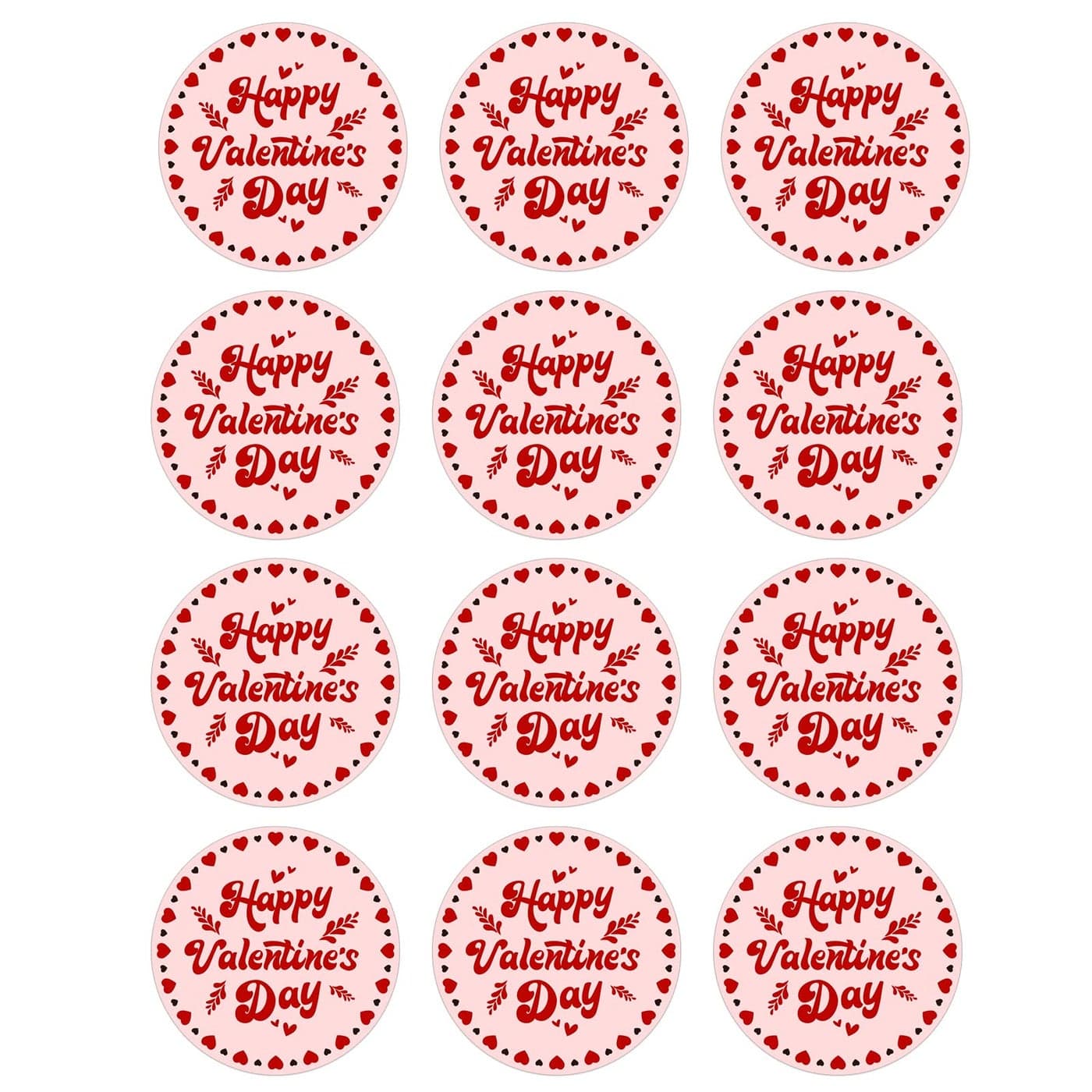 FaCraft Happy Valentines Day Stickers Round Valentine Labels 15 Valentines Day Gift Stickers Label Sticker for Envelope Seals Card Boxes Valentine Gift Wrap Valentines Day Decorations