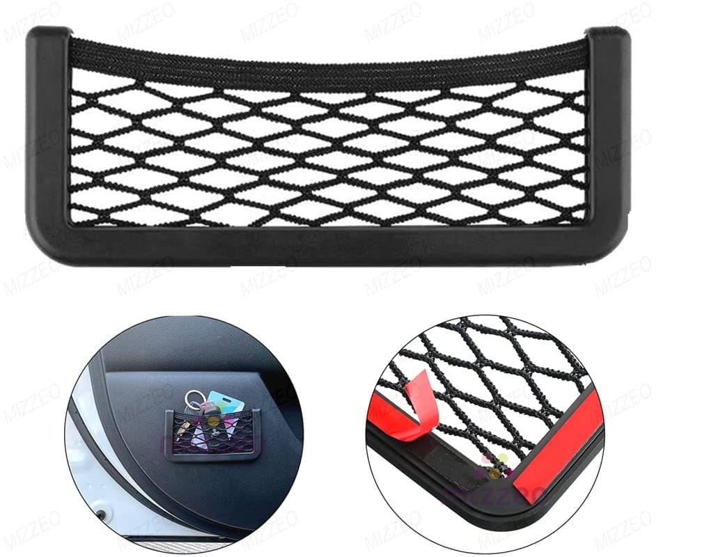 MIZZEO Car Storage Net Back Stick on Car Net Pocket Mesh Car Organizer Car Net Pocket Seat Side Storage for Phone Holder Pocket Organizer Compatible with Toyota Fortuner (Type-I) 2012-2016