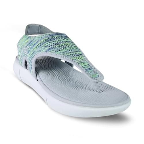 KazarMax FlexiKnit Women Grey Neon Sporty Thong Sandals- 5 UK