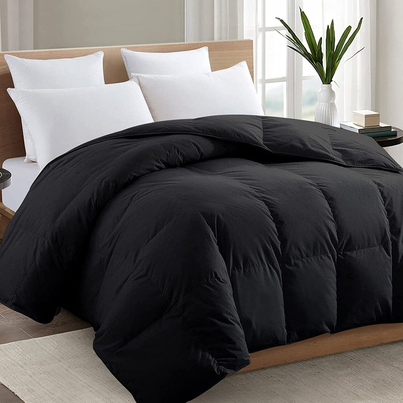 TEXARTIST Premium 2100 Series Twin Comforter All Season Breathable Black Comforter Soft 4D Spiral Fiber Quilted Down Alternative Duvet with Corner Tabs Luxury Hotel Style 64x88