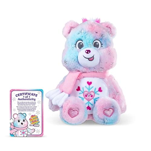 Care Bears Collector Edition 14 Snowflake Sparkle Bear Medium Size Plush Soft Huggable Plushie Stuffed Animal for Girls and Boys Ages 4