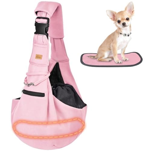 CUBY Dog and Cat Sling Carrier - Hands Free Reversible Pet Papoose Bag - Soft Pouch and Tote Design - Suitable for Puppy, Small Dogs Cats Outdoor (Pink Senior, Adjust Strap 2.0)