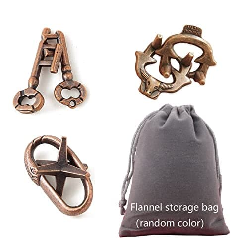 Brain Teaser Puzzle Set of 3 Lock and Unlocking Brain Puzzles Kids Lock Cast Metal Disentanglement Puzzles SHUYUE