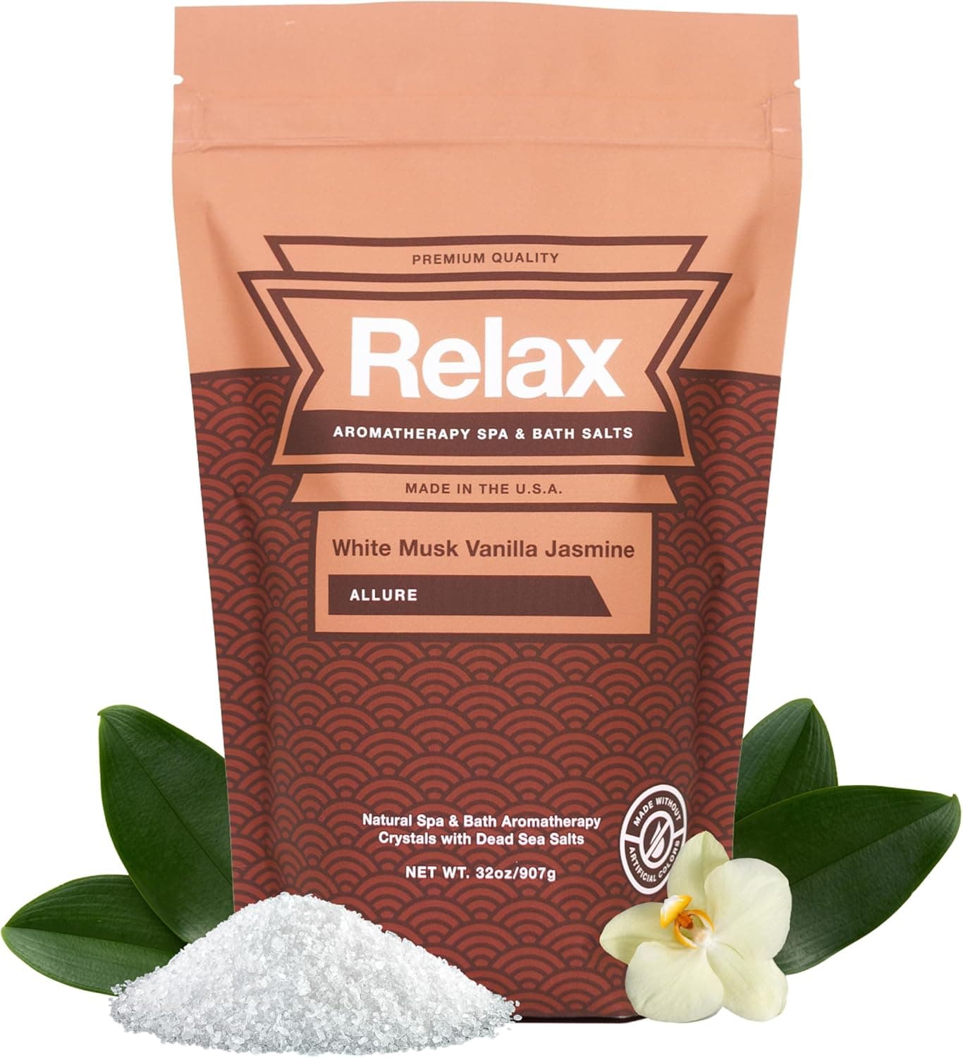 Relax Spa Bath Epsom Salt Aromatherapy Bath Salts Epsom Salt Bath Soak Dead Sea Salt for Soaking Hot Tub Spa Aromatherapy Bath Crystals with Vitamins Minerals White Musk Vanilla Jasmine