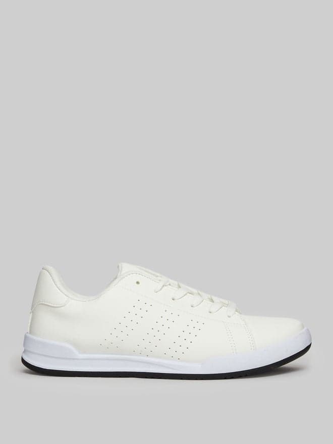 Men Off White Perforated Sneakers
