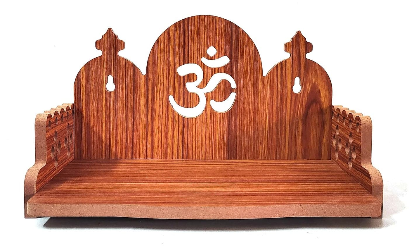 DIVOKAH Plywood Small Wooden Temple for Home Office and ShopWall Hanging TemplesinhasanPooja mandirPooja StandHindola 8 MM Plywood Thickness WDN_3G