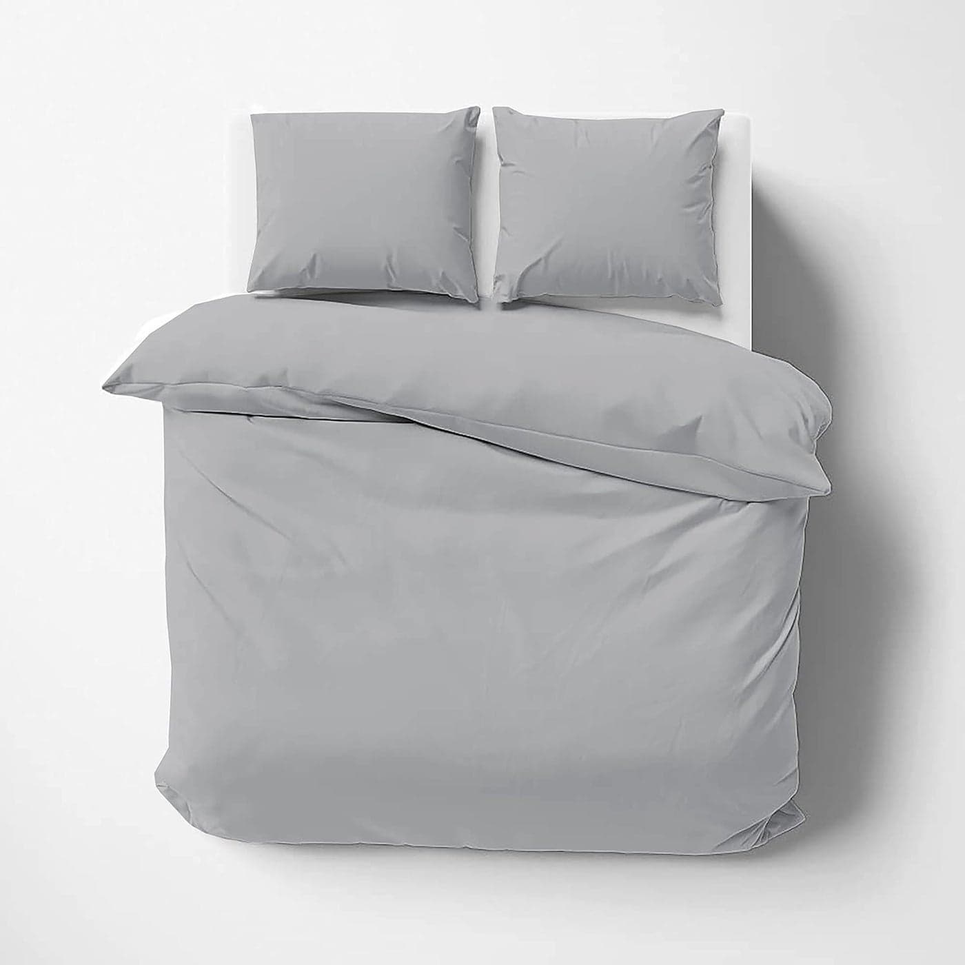 Day Care Impressible Super Soft Microfiber 3 Piece Duvet Cover Set Size 91X101 Inches And 2 Pillow Cover 300 TC 18X28 Inches Double Bed SizeSilver Grey