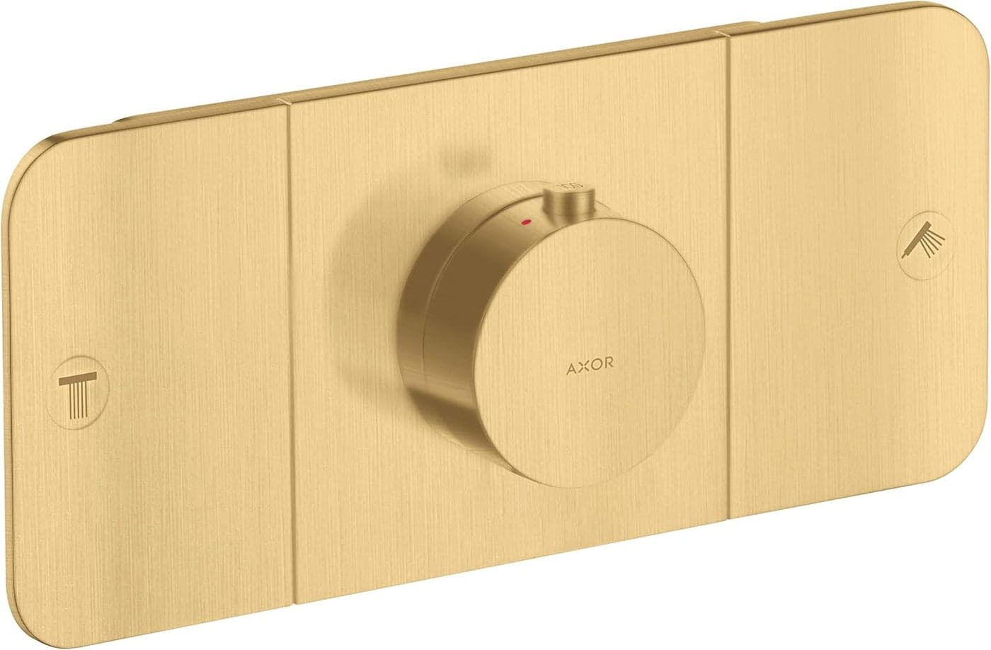 AXOR ONE Modern 3Handle 3inch Wide Thermostatic Shower Valve Trim in Brushed Gold Optic 45712251