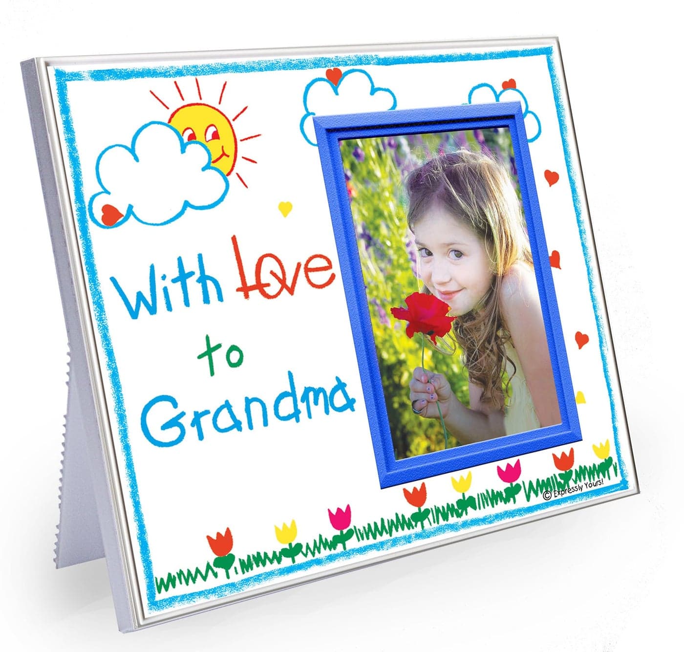 Picture Frame for Grandma | "With Love to Grandma" | Classic Crayola Cute Picture Frame | Measures 8.25 x 7 in | Holds a 3.5 x 5 inch Photo | Easy to Mail