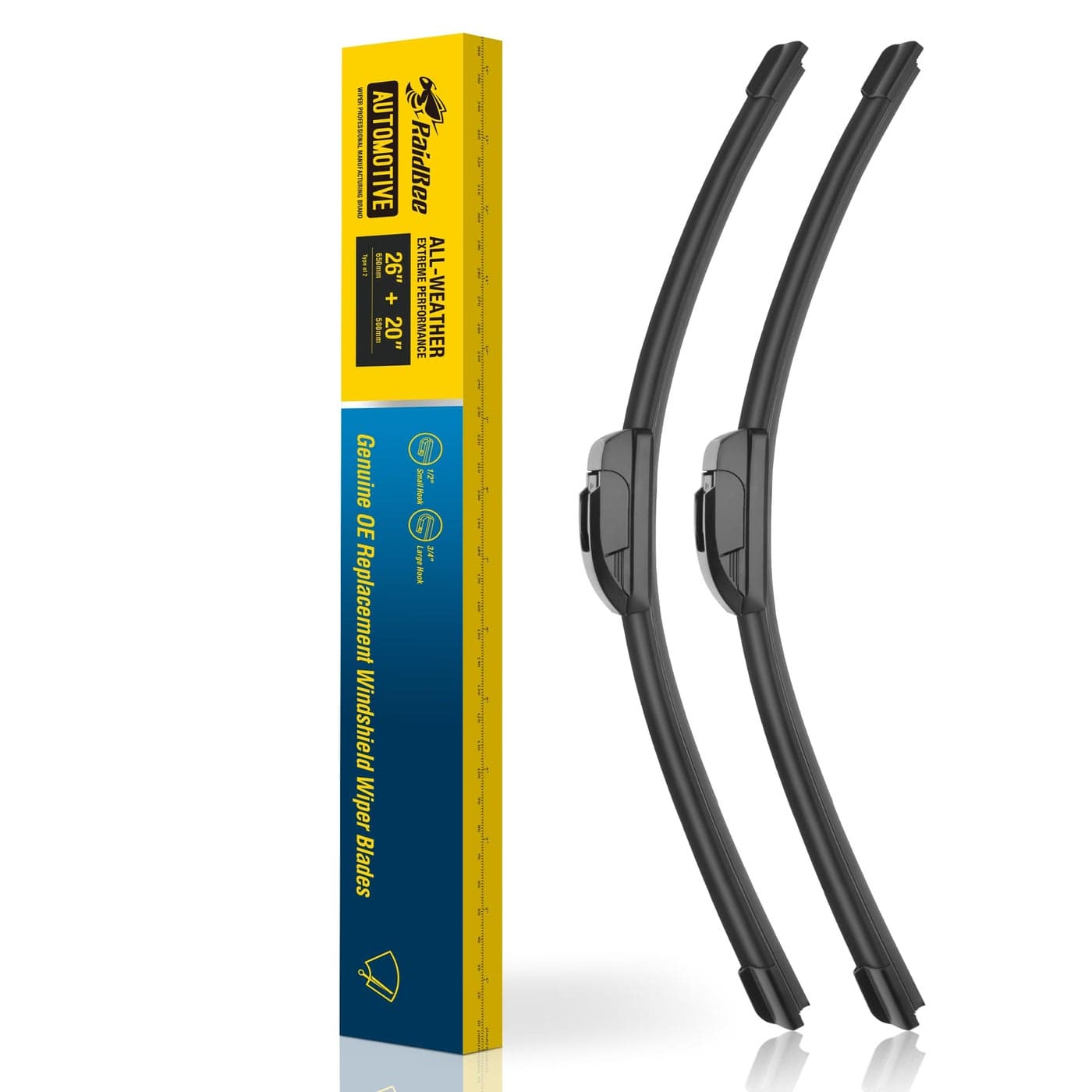 Raidbee 2620 inch Silicone Windshield Wiper blades Replacement for Ford Edge 20142007Toyota Highlander 20192008 Camry 2318CHRYSLER Town Country 1608 More AllSeason Silicone Wiper Blades
