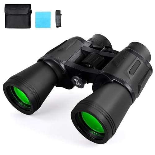 Sounce 10x50 Binoculars for Long Distance | HD Binocular for Adults | BAK4 Prism FMC Green Coated | Bird Watching Wildlife Safari Hiking | Wide Eyepiece Durbin with Pouch (Black)