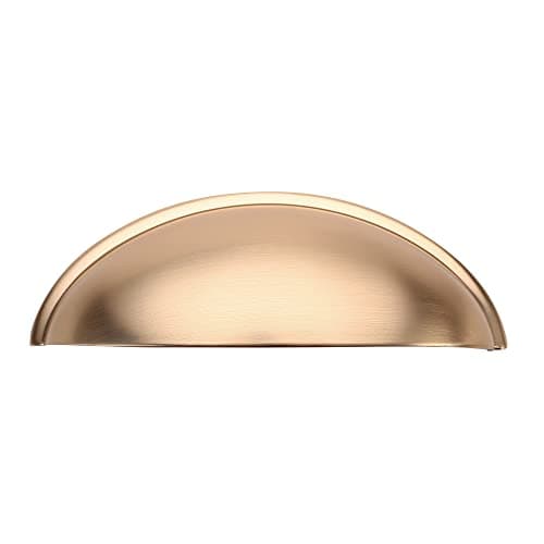 Alzassbg 5 Pack Brushed Brass Cabinet Cup Pulls, 3 Inch(76mm) Hole Centers Gold Cabinet Handles Hardware Bin Cup Metal Drawer Pulls Handles AL3031BB