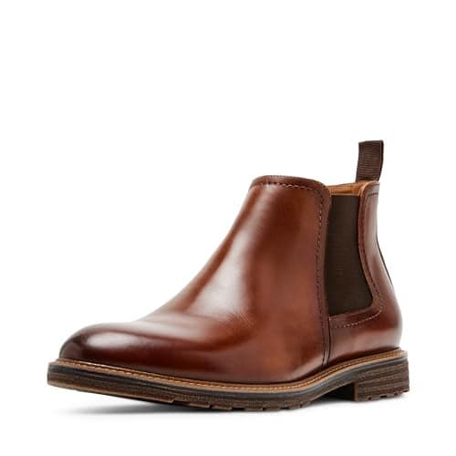 Steve Madden Men's Leather Chelsea Boot, Tan Leather, 7.5