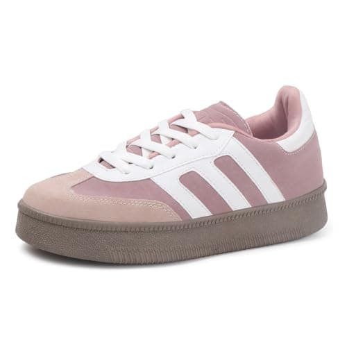 Vendoz Women Casual Color Blocked Retro Sneakers I Cushioned Insole I Comfortable I Lightweight and Stylish Shoes for Girls Pink