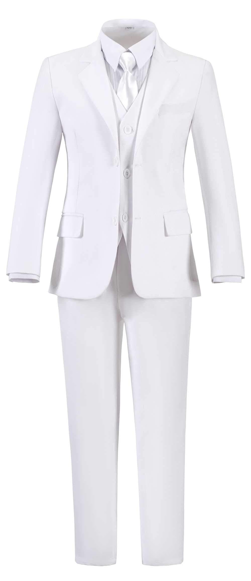 White Suit for Boys Toddler Communion Suits Kids Formal Dress Tuxedo Childrens Slim Fit Suits Size 8