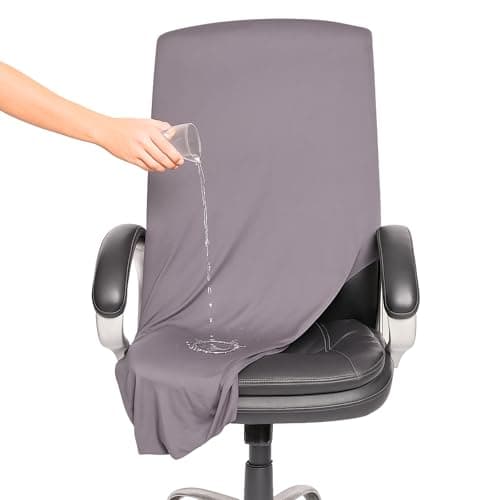 Da Anushi Premium Elastic Boss Chair Cover with Armrest Covers | Stretchable Polyester Slipcover | 1-Seater Office Chair Protector | Fits Chair Back Height 71-76cm | Grey