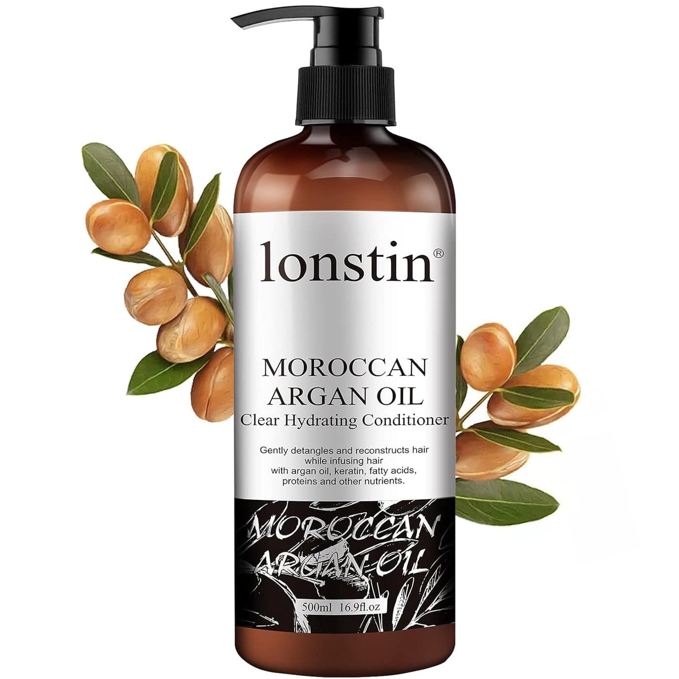 lonstin Hair Conditioner Moroccan Argan Oil Clear Hydrating Hair Conditioner for Damaged Split EndsDry Curly or Frizzy Hair to Intense Hydration Shine and Silkiness Hair169 fl oz