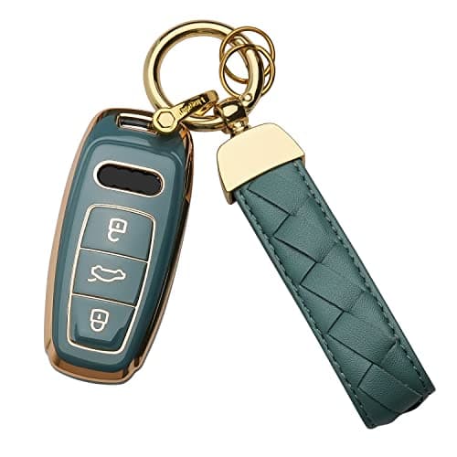 Bqepe for Audi Key fob Cover Keychain Fit for Audi 20182022 A6 A7 A8 ETron Q8 SQ8 2020 2021 2022 A3 Q7 S3 S6 SQ7 RS6 S7 RS7 Smart Key Shell Case Blue