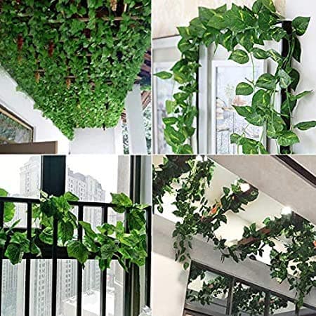 Go Hooked Artificial Garland Money Plant Leaf Creeper for Home, Wall Hanging, Special Occasion, Party, Office Decoration (Pack of 8 String, 6 Feet Each)
