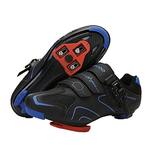 Unisex Cycling Shoes Compatible with pelaton Indoor Road Bike Riding Shoes for Men and Women Delta Cleats Clip Outdoor Pedal (Black-Blue, M13)