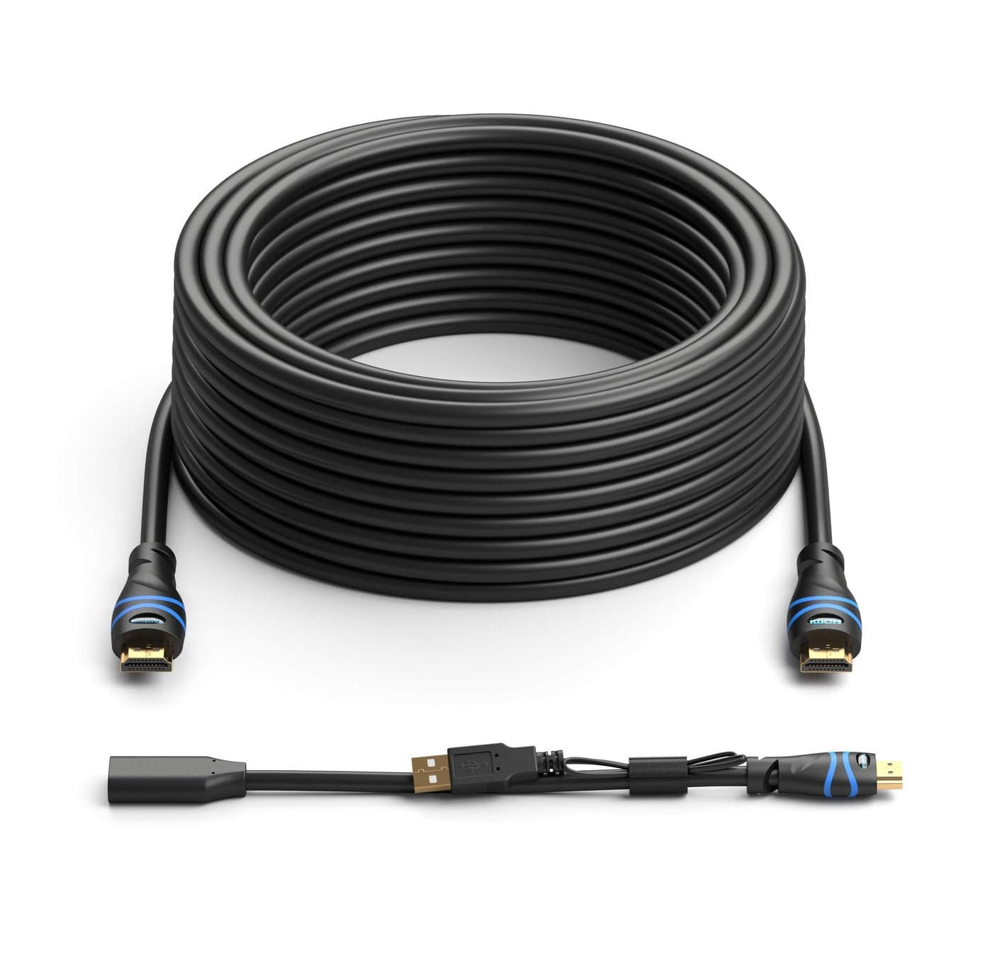 BlueRigger 4K HDMI Cable with Signal Booster 50FT 4K 60Hz inWall CL3 Rated Compatible with PS5 PS4 Xbox Roku Apple TV HDTV Bluray PC
