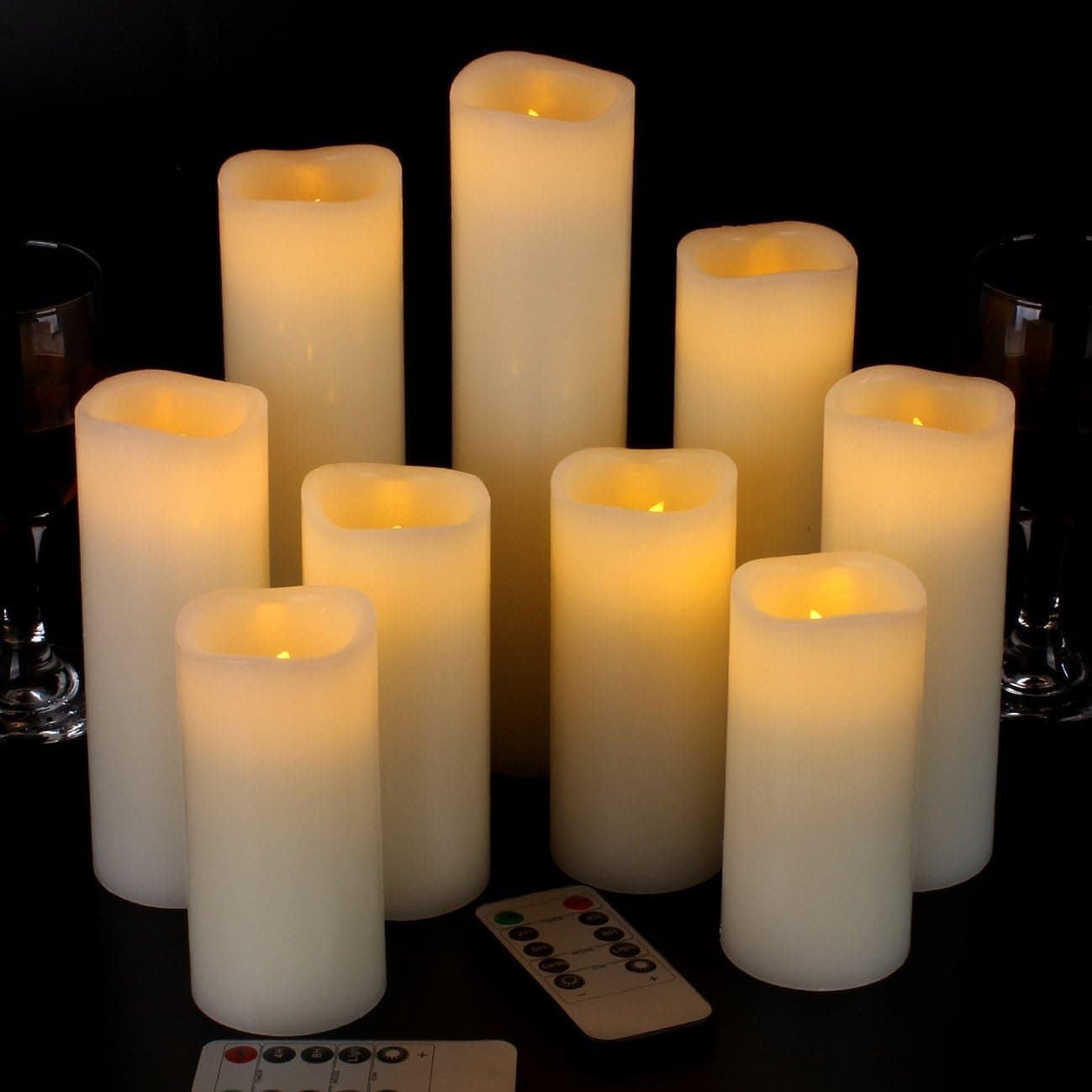 Vinkor Flameless Candles Battery Operated Candles Real Wax Pillar LED Candles with 10Key Remote and Cycling 24 Hours Timer Ivory 4 5 6 7 8 9