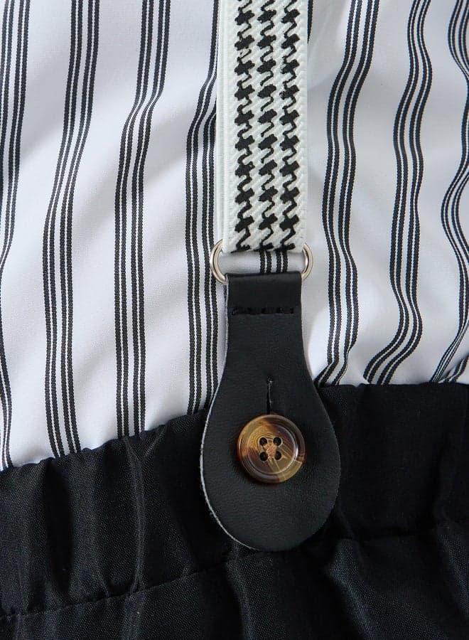 Boys Striped Shirt, Bow Tie And Pants Suspenders Set