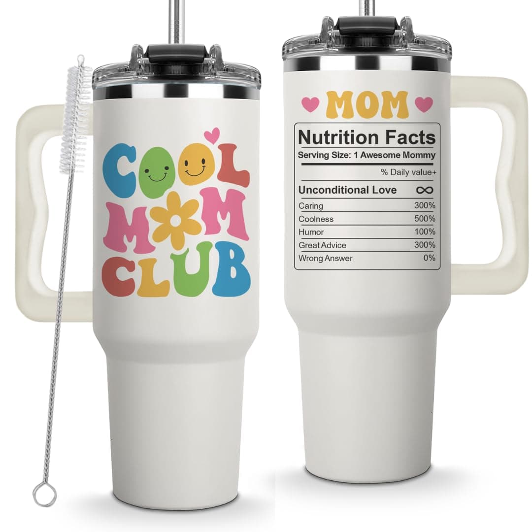 Vivulla68 Christmas Gifts For Mom Cool Mom Club Tumbler With Handle 40oz Mommy Coffee Mug Mama Tumblers Momma Gift Ideas Funny Birthday Present For Her Cute Mother Day Gift Mommy Cup