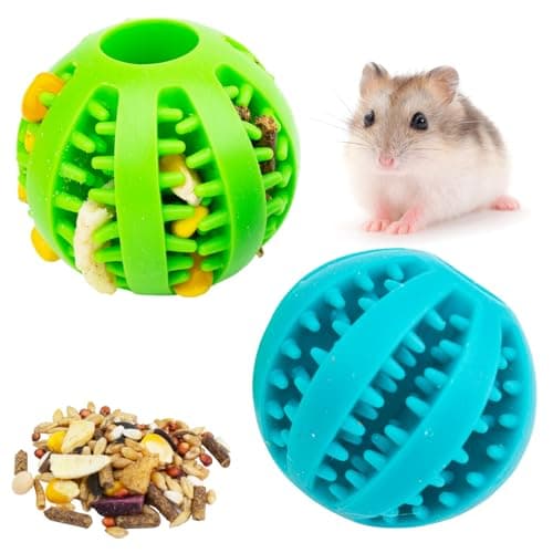 FlidRunest Hamster Foraging Ball Toy Puzzle, 2 PCS Hamster Treat Ball for Teething, Small Animals Slow Feeder, Food Hide Treat Dispensing Snuffle Game Interactive Toy for Guinea Pig, Rat