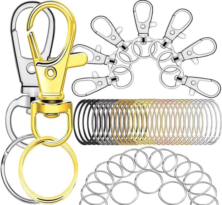 DIY Crafts 1x, Mehandi Gold, Metal Keychain Clips and Rings, Keychain Hooks with Key Rings for Lanyard, Key, Jewelry, Art Crafts, Jewelry Making DIY Kit Gold & S (1x, Mehandi Gold)
