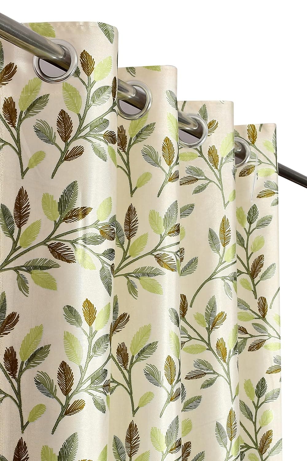 Homefab India 2 Piece Polyester Eyelet Window Curtain 5 feet Floral Green Room Darkening Curtains