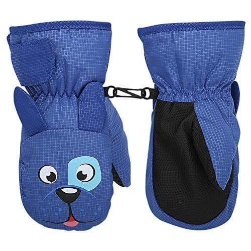 MoKo Toddler Mittens, Ski Kids Mittens, Waterproof & Windproof Mittens for Girls Boys, Thermal Warm Fleece Winter Snow Gloves for Kids, Fits 1-3 Years, Blue