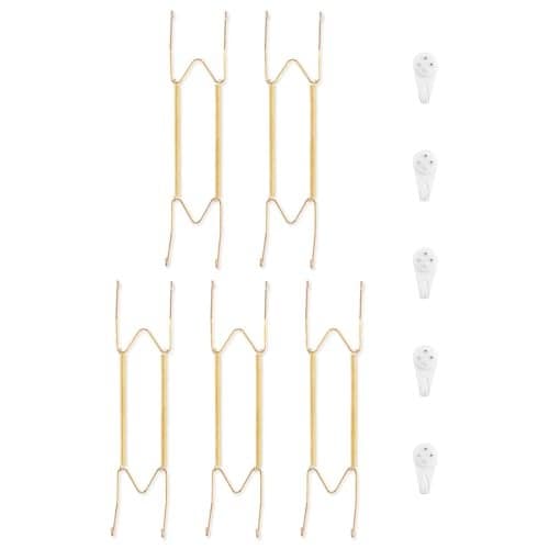 Bilillo 5 Pack Plate Hangers for the Wall, Suitable for 12-16 inch Art Plate, Stainless Steel Invisible Heavy Duty Wire Plate Holder with Wall Hooks, Plate Hangers for Displaying Plates, Platter, Dish