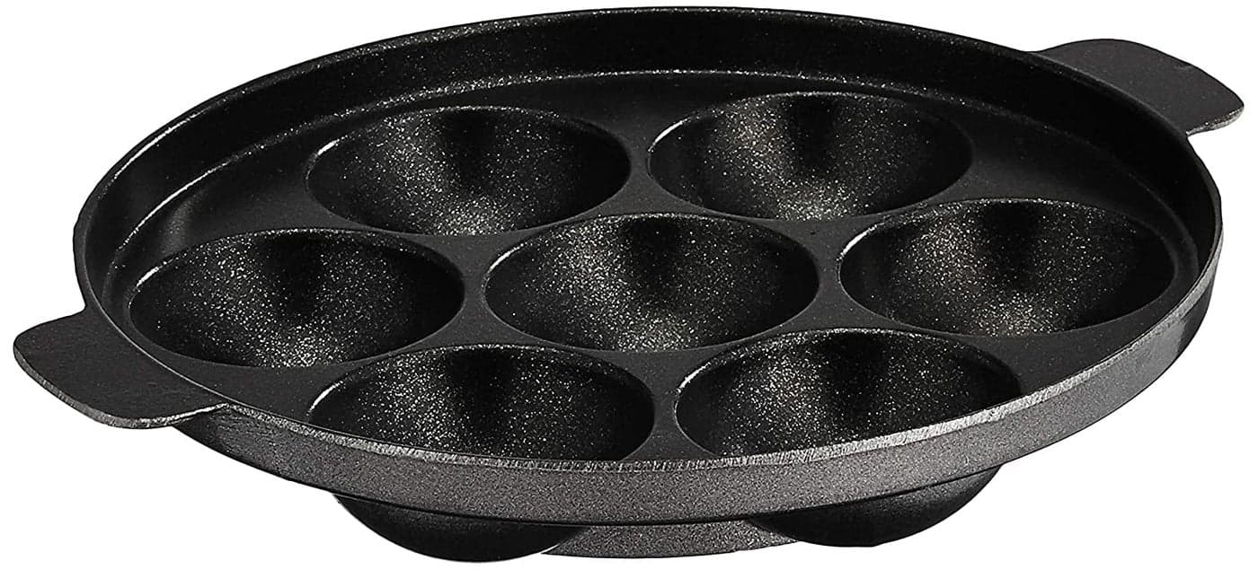 CELLEBII Non Stick Aluminium Appam Patra 7 Pits 2 Layer Coating Black