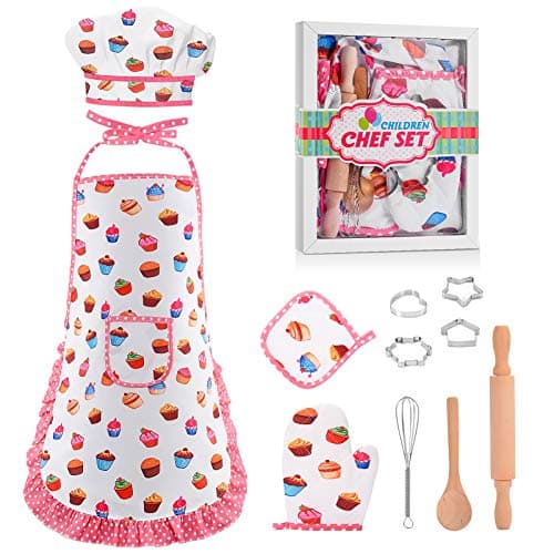 Toyze Gifts for 28 Year Old Girls BoysChef Costume Set Kids Apron for Girls Toddler Birthday Xmas Gifts for Kids Easter Basket Stocking Stuffers
