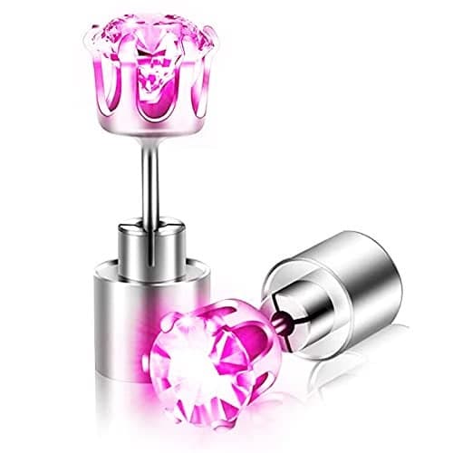 IC ICLOVER LED Earrings, Shiny Glowing LED Lighting Up Stylish Earring Studs Crown Shap Ear Drop Stud, Wedding Rave Dance Party Night Out Halloween Christmas Decoration Present for Women Men -Purple