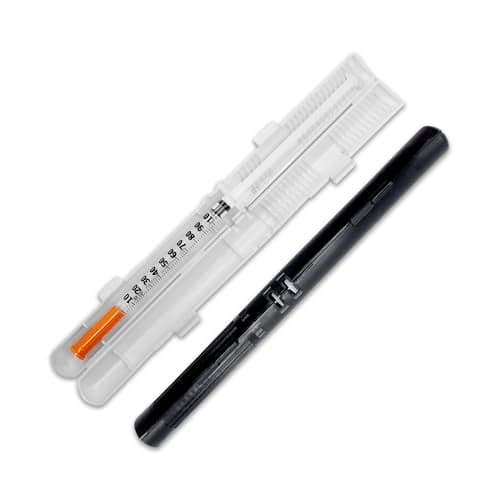 60 Unit Syringe Case Holds New Prefilled Used Syringes with Needles Small Discreet Ideal for Travel Sharps Container 2 Pack Black and White