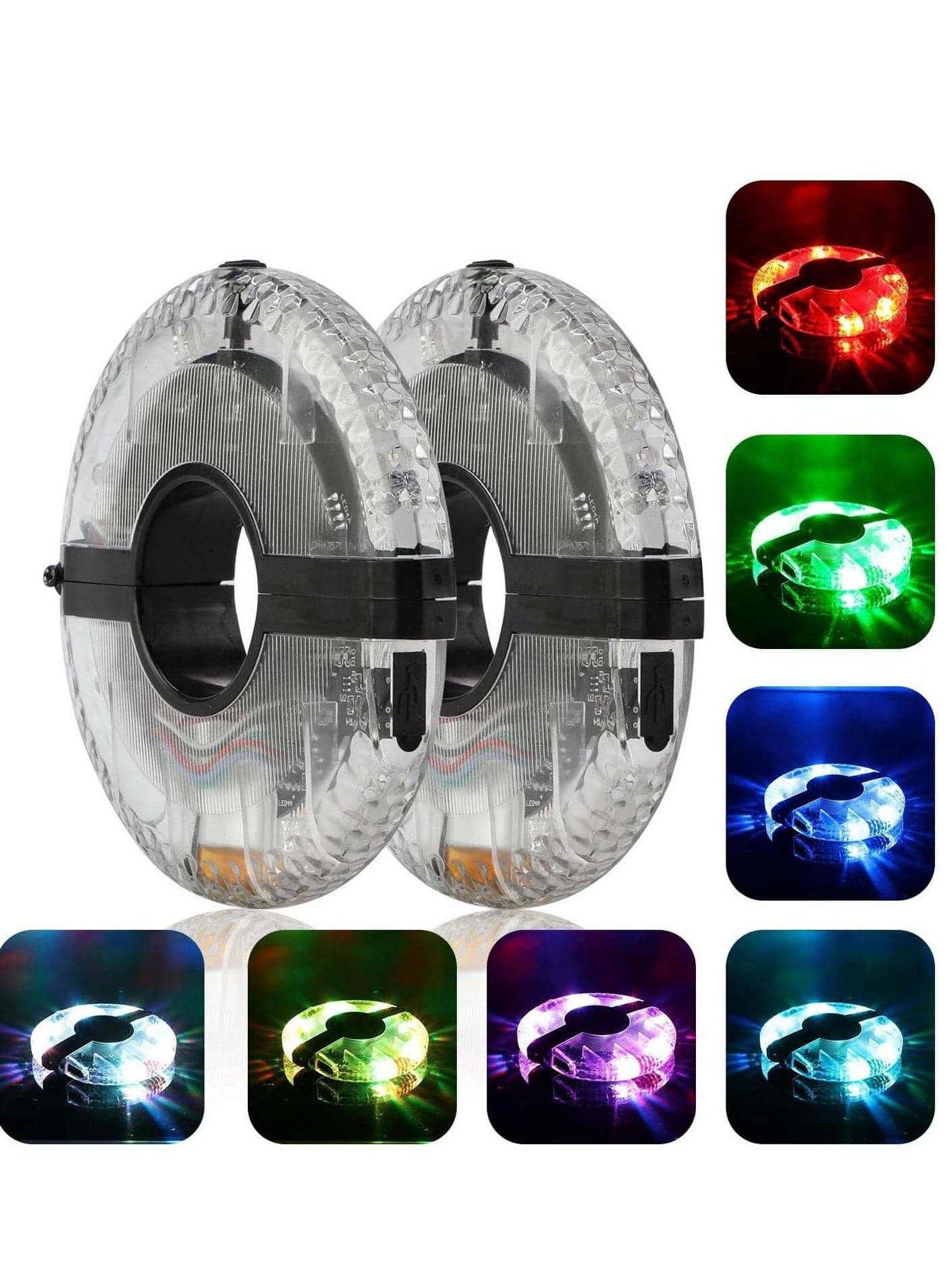 Upgrade Cycling Hub Light, 7 LED 9 Colors 18 Images Waterproof, USB Rechargeable Bike Wheel Lights Bike, Spoke Light Safety Magic Decoration Bicycle Accessories